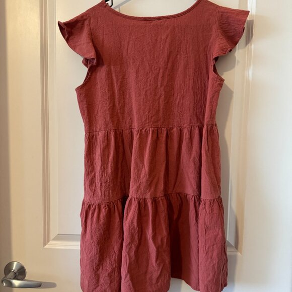 SHEIN Tiered Babydoll Dress — Rusty Coral, Size L - Picture 3 of 3